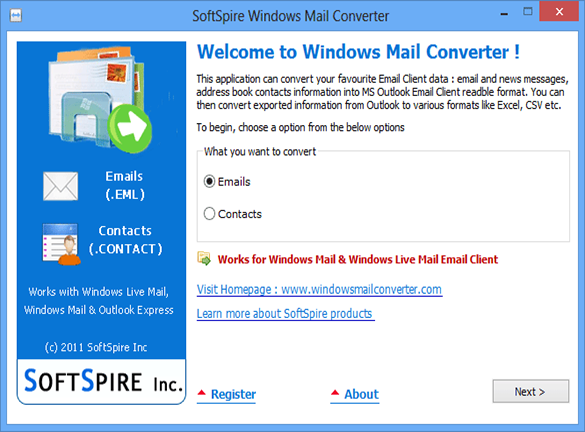 Transfer Windows Mail Files to Outlook 5.4.5 full